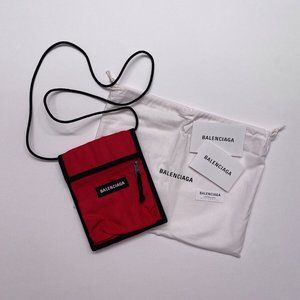 Balenciaga Red Explorer Pouch Nylon Crossbody Bag